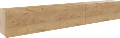 A long, rectangular, wall-mounted cabinet with a wood-grain finish.