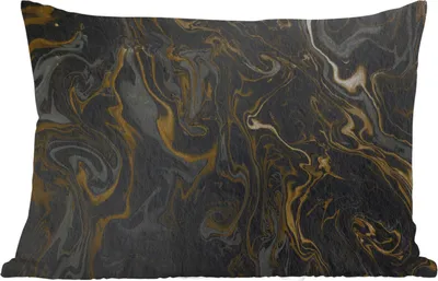 Produktbild von MuchoWow® Outdoor Kissen - Marmor - Textur - Grau - Gold - Marmoroptik - Luxus - 60x40 cm - Wetterfest - Lounge Kissen - Zierkissen - Kissen für Innenräume