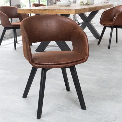 Produktbild von riess-ambiente Design Stuhl NORDIC STAR antik braun Holzbeine Esszimmerstuhl Essstuhl