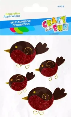 Produktbild von Dekorative Aufkleber mit Vogelmotiven, selbstklebend, 4 Stück