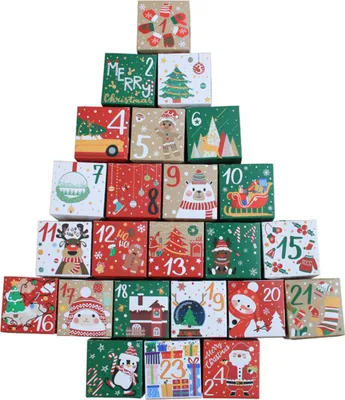 Produktbild von 24pcs DIY Adventskalender, Leerer Adventskalender zum Selbstbefüllen, leere Weihnachtsboxen für Kinder und Familie