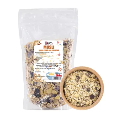 Obrázek produktu pro Banánovo-čokoládovo-brusinkové müsli 500g Brat.pl