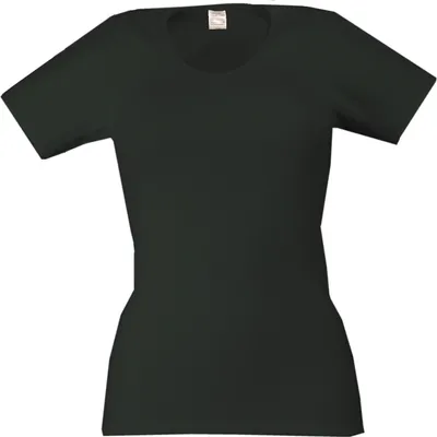 Produktbild von wobera Angora Damen-Unterhemd mit halbem Arm oder T-Shirt und 50% Angora, 30% Schurwolle und 20% Polyamid (Gr. S, Farbe: schwarz)