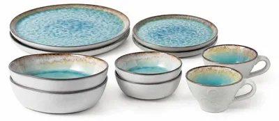 Produktbild von 10-teiliges Keramik-Geschirrset River für 2 Personen - türkis, Clay