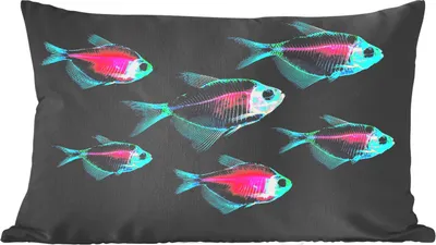 Produktbild von MuchoWow® Zierkissen Sofakissen Wohnzimmer Dekokissen 50x30 cm Fisch - Lila - Blau - Wohnzimmerdekoration - Polster mit Photo