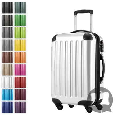 Produktbild von Alex - Handgepäck-Koffer mit Erweiterung Kabinentrolley 4 Rollen, Bordgepäck für jede Airline, Reisetrolley Größe S Hartschale glänzend, 55 cm, 42 Liter,Weiß
