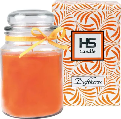 Produktbild von Duftkerze "Honigmelone" im Glas, Kerze 16cm x Ø10cm in Geschenkbox, 500gr. Wachs - Brenndauer ca. 110 Stunden