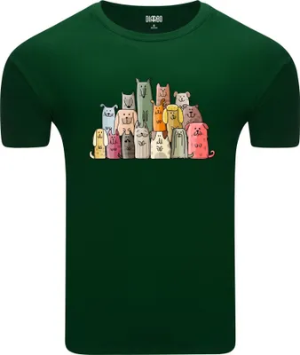 Produktbild von Diarbo Herren T-Shirt mit Cartoon Druck Hundefamilie Dunkelgrün Gr.S