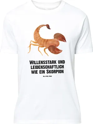 Produktbild von Mr. & Mrs. Panda Größe M T-Shirt Sternzeichen Skorpion - Weiß - Geschenk, Geburtstag November, Herren, mit Spruch, Skorpione, Oktober, Tshirt, Shirt