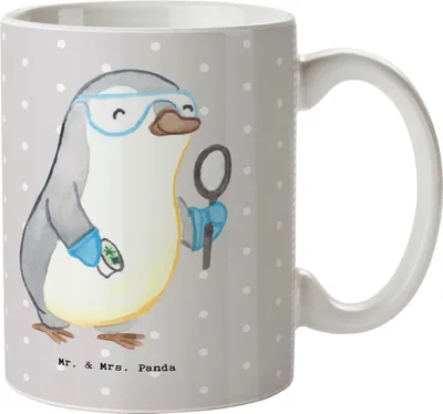 Produktbild von Mr. & Mrs. Panda Kaffeetasse Biologielehrer Herz - Grau Pastell - Geschenk, Tasse, Biounterricht, Kaffeebecher, Unterricht, Grundschule, Henkelpott, Teetasse, Becher