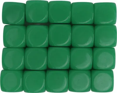 Obrázek produktu pro 20 kostek, kulaté rohy, prázdné, plast, 16 mm, vzdělávací hračka pro stolní hry, párty, zelená barva