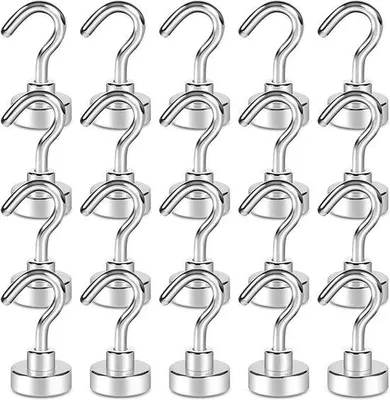 Produktbild von 20 Magnethaken, Superhaken, Neodym-Magnethaken, sehr robust, ideal zum Aufhängen, für Camping und in der Werkstatt (5,3 g)