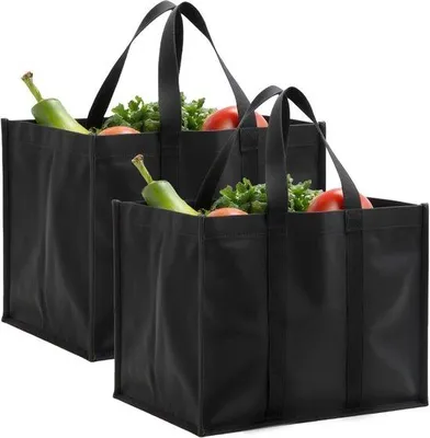Produktbild von Schwarze wiederverwendbare Einkaufstaschen Set