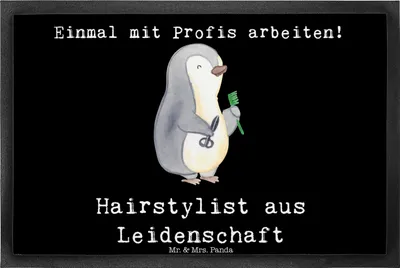 Produktbild von Mr. & Mrs. Panda Schmutzfangmatte Hairstylist Leidenschaft 40 x 60 cm - Schwarz - Geschenk, Bodenvorleger, Friseursalon, abstreifer, Frisör, fußmatte, Lustig, Fussmatte