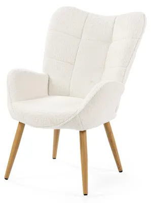 Imagen del producto de Sillón - Silla - Sillón con reposabrazos - Butaca - Blanco - Diseño escandinavo - Patas de metal - Respaldo ergonómico