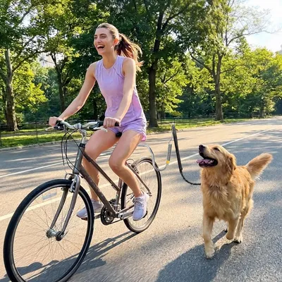 Produktbild von Fahrradleine Hund mit Stoßdämpfer Silber