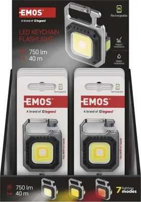 Wiederaufladbare Mini-LED-Taschenlampe - Schlüsselanhänger, 750 lm, 10 Stück, Display-Box
