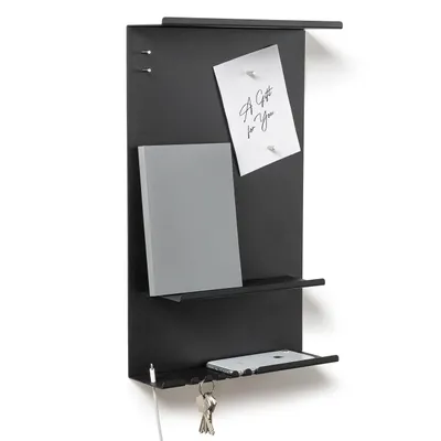 Imagen del producto de Organizador de pared metálico, 3 en 1, con tabla magnética, de 30 x 9 x 49 cm, para llaves