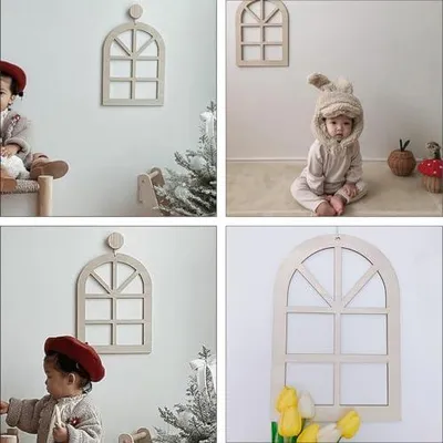 Produktbild von Filigrane hängende Holzfensterdekoration für Kinderzimmer, Babyzimmer und Wohnräume, sicheres Holzornament als Wandbehang und Fotorequisite