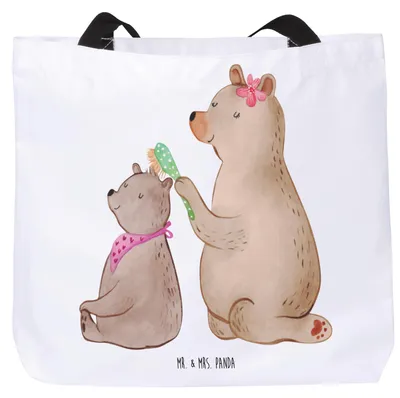 Produktbild von Mr. & Mrs. Panda Tote Bag Bär Kind - Weiß - Geschenk, Tasche, Muttertag, Laptoptasche, Mama, Bären, Familie, Reisetasche, Schultasche, Strandtasche