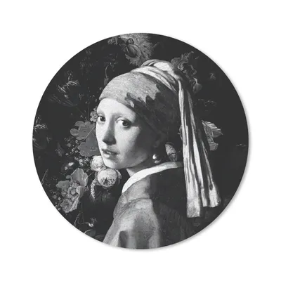 Produktbild von MuchoWow® Mauspad Mousepad Das Mädchen mit dem Perlenohrring - Johannes Vermeer - Schwarz und weiß 20x20 cm - Mousepads - Maus Mat - Pad - Mausunterlage - Schreibtischmatte