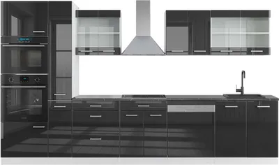 Zdjęcie produktu dla Moduł kuchenny Vicco R-Line Antracytowy wysoki połysk/biały 350 cm z wysoką szafką, BP Antracyt, Model 42467