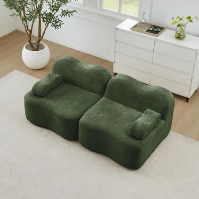 Produktbild von STILVORA Modulsofa 2-Sitzer im Boneless-Design, 2-Sitzer Sofa mit tiefen Sitzkissen, Wohnzimmersofa mit beweglichem Armlehnenkissen ohne Aufbau