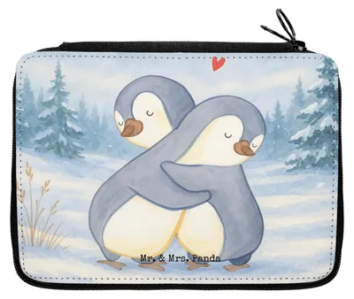 Produktbild von Mr. & Mrs. Panda Mäppchen Pinguine Kuscheln Design - Weiß - Geschenk, für Freundin, Federmappe, Schlampermäppchen, Hochzeitstag, Schulmäppchen, Jahrestag, Federtasche