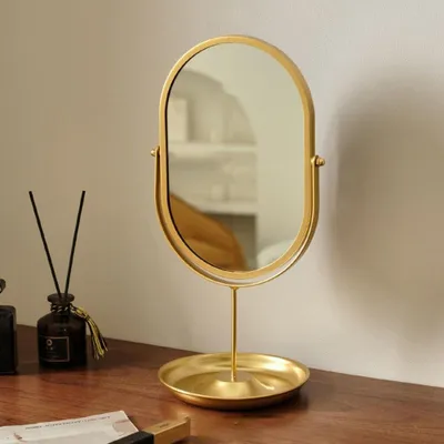 Produktbild von Ovaler Makeup Spiegel mit Stand und Aufbewahrungsschale