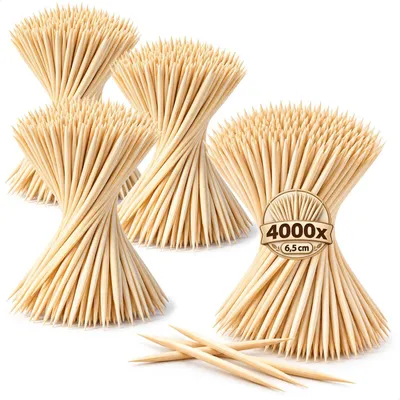 Immagine prodotto di Stuzzicadenti in legno - Confezione da 4000 - Spiedini di legno da 6,5 cm