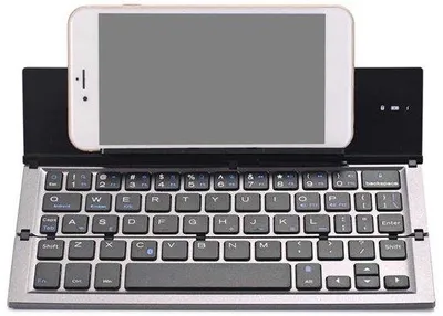 Obrázek produktu pro Přenosná skládací klávesnice, bezdrátová skládací klávesnice s technologií Bluetooth pro smartphony a tablety – šedá
