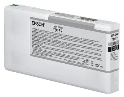 Obrázok produktu pre Epson T9137 Light Black Ink Cartridge (200ml), Štandardná výťažnosť, Čierna, Atrament na pigmentovej báze, 200 ml, 1 kusov, Balenie po jednom kuse