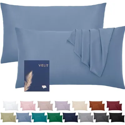 Productafbeelding van Kussensloop, 40x80 cm, blauw, microvezel, set van 2, hypoallergeen, OEKO-certificering