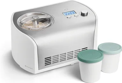 Produktbild von SPRINGLANE Eismaschine Elli 1,2 L mit selbstkühlendem Kompressor 135 W inkl. Aufbewahrungsbehälter 2er-Set, Eiscrememaschine aus Edelstahl mit entnehmbarem Eisbehälter, inkl. Rezeptheft