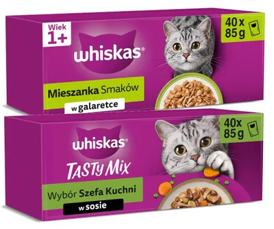 Produktbild von Whiskas 80x85g Nassfutter für Katzen – Mix in Sauce & Gelee