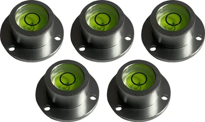 Produktbild von Set mit 5 runden Wasserwaagen mit Aluminiumgehäuse (25,5 x 16,5 x 11,5 mm, Silber)