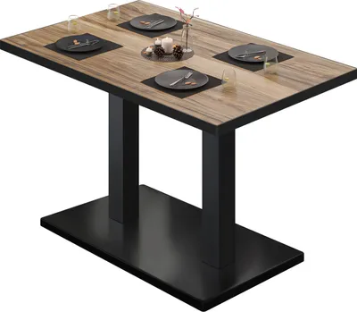 Produktbild von BM | Bistrotisch | B:T:H 110 x 60 x 75 cm | Sheesham / Schwarz | Rechteckig | Schwarzer Rand | Bistro Tisch Esstisch