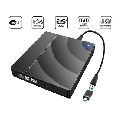 Produktbild von USB 3.0 DVD/CD Brenner extern ,24x Lesen/Schreiben, Plug & Play, kompatibel mit Windows XP–10 & Mac OS, leise & tragbar
