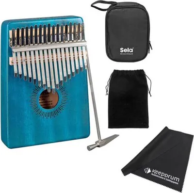 Produktbild von Sela SE249 Kalimba Mahagoni 17 Blau mit Tuch