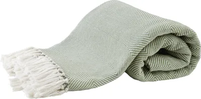 Produktbild von Hahn Plaid Wohndecke Tagesdecke mit Fransen 280x250 wollweiß oliv 515001-50