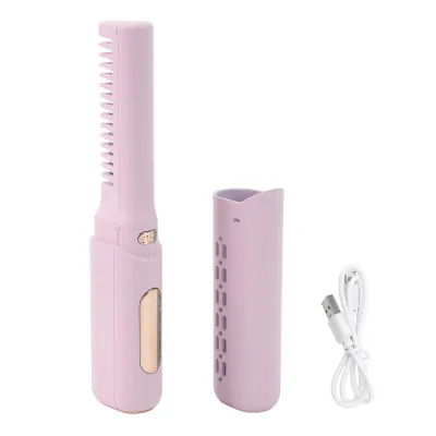 Produktbild von Wiederaufladbares Mini Haarglätter, 3 einstellbare Temperaturen, 2000mAh, kabelloser Haarglätter für alle Haartypen, Typ C, lila