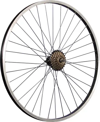 Produktbild von 28 Zoll Fahrrad Hinterrad Aluminiumfelge mit 7 fach Schraubkranz schwarz