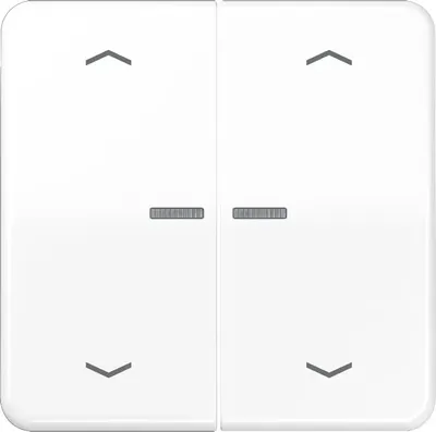 Produktbild von Jung Wippe mit Lichtleiter, mit Pfeilsymbolen für KNX Taster 2fach, Duroplast, Serie CD, alpinweiß CD102KO5PWW