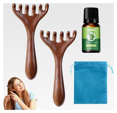 Produktbild von Massagekamm für Kopfhaut- und Körpermassage, Gua Sha Kamm aus Holz zur Erleichterung von Ermüdung