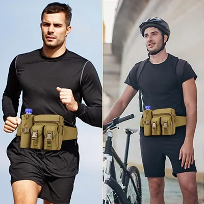 Produktbild von Multifunktionale Heuptasche mit Flaschenhalter für Wandern und Reisen - Verstellbare Taktische Bauchtasche mit mehreren Fächern