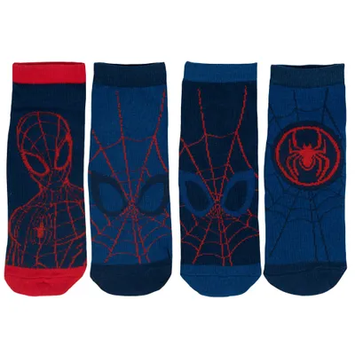 Produktbild von Marvel Spiderman Socken für Jungen Sneaker Kindersocken Söckchen Blau/Rot (4er Pack), Größe:31-34