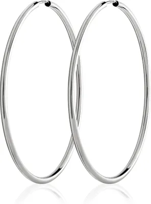 Produktbild von Paar 585 Weißgold Creolen Ohrringen Ohrschmuck 1.9mm Rund Goldohrringe 50mm 9267