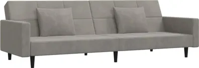 Produktbild von vidaXL Schlafsofa 2-Sitzer mit 2 Kissen Hellgrau Samt