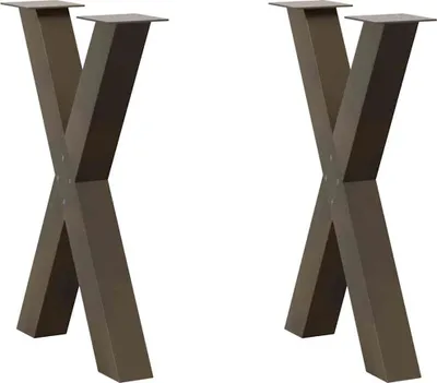 Produktbild von Esstischbeine X-Form 2 Stk. Naturstahl 60x(72-73) cm Stahl
