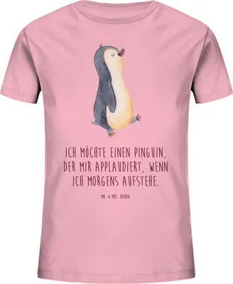 Produktbild von Mr. & Mrs. Panda Kleinkinder T-Shirt Pinguin marschieren 9-11 Jahre (134/146) - Baumwolle Pink - Geschenk, Aufstehen, Bruder, Pinguine, Schwester, Bio Kinder, Kindershirt